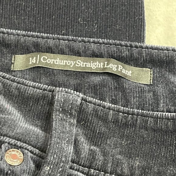 Talbots Corduroy Straight Leg Pants Women's Size 14 Indigo High Rise Cotton - Picture 8 of 11